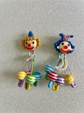 Multicolor clown party earrings